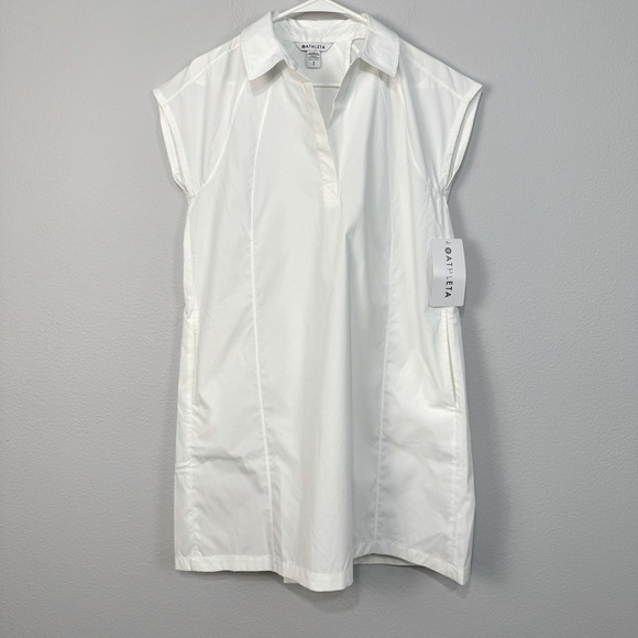 Athleta Performance Poplin Collared Lightweight Shirtdress UPF 50+ White Size S - Picture 1 of 11